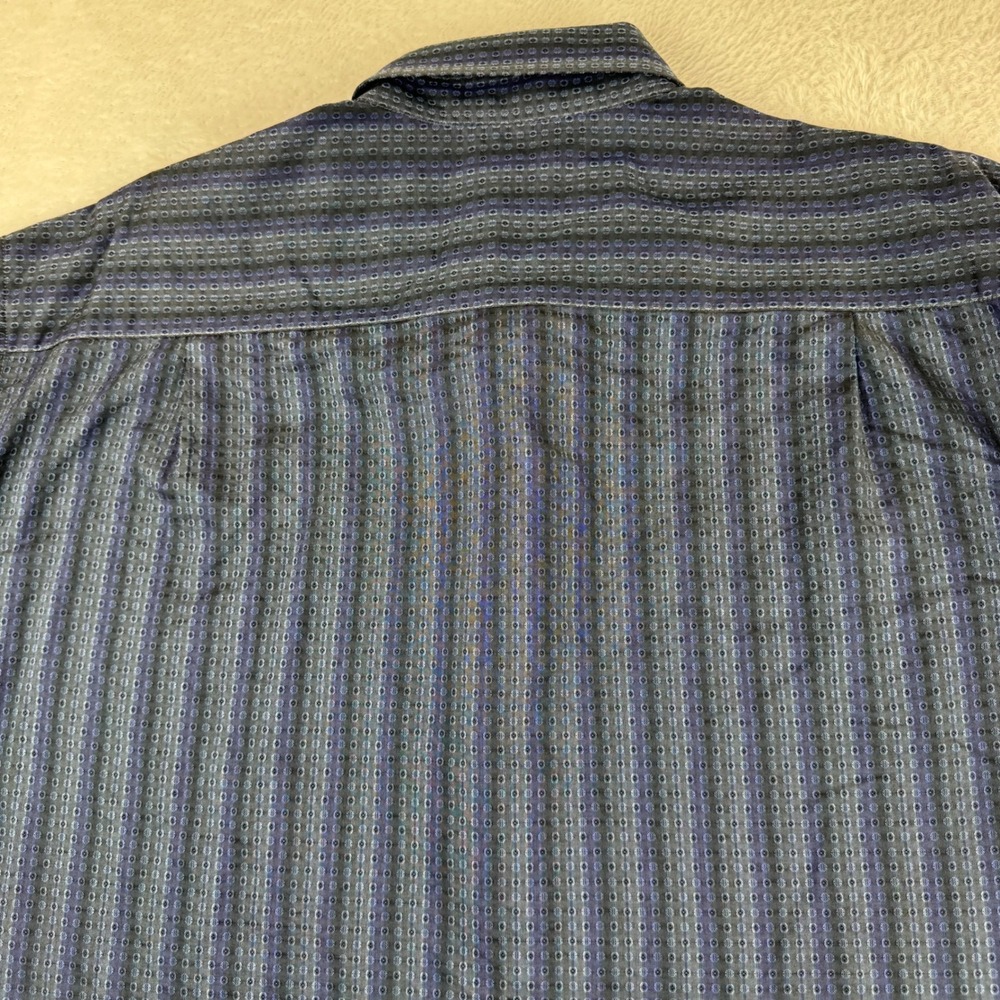 Zanella Button Up Shirt Mens XL Blue Striped Geometric Harold HBD Made In Italy - Picture 11 of 12